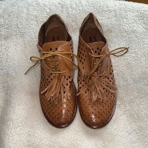A.S.98 Tan Perforated Leather Loafers
